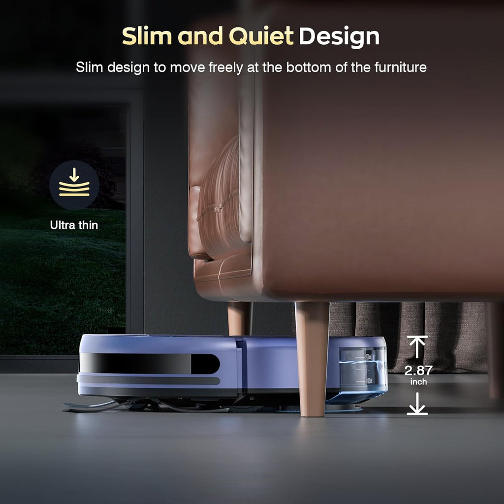 Robot Vacuum and Mop Combo with APP/Voice/Remote Control, 2 in 1 Vacuuming & Mopping Robot, Schedule, Strong Suction, Tangle-Free, Slim & Quiet, for Homes with Pets, Low Pile Carpet & Hard Floors