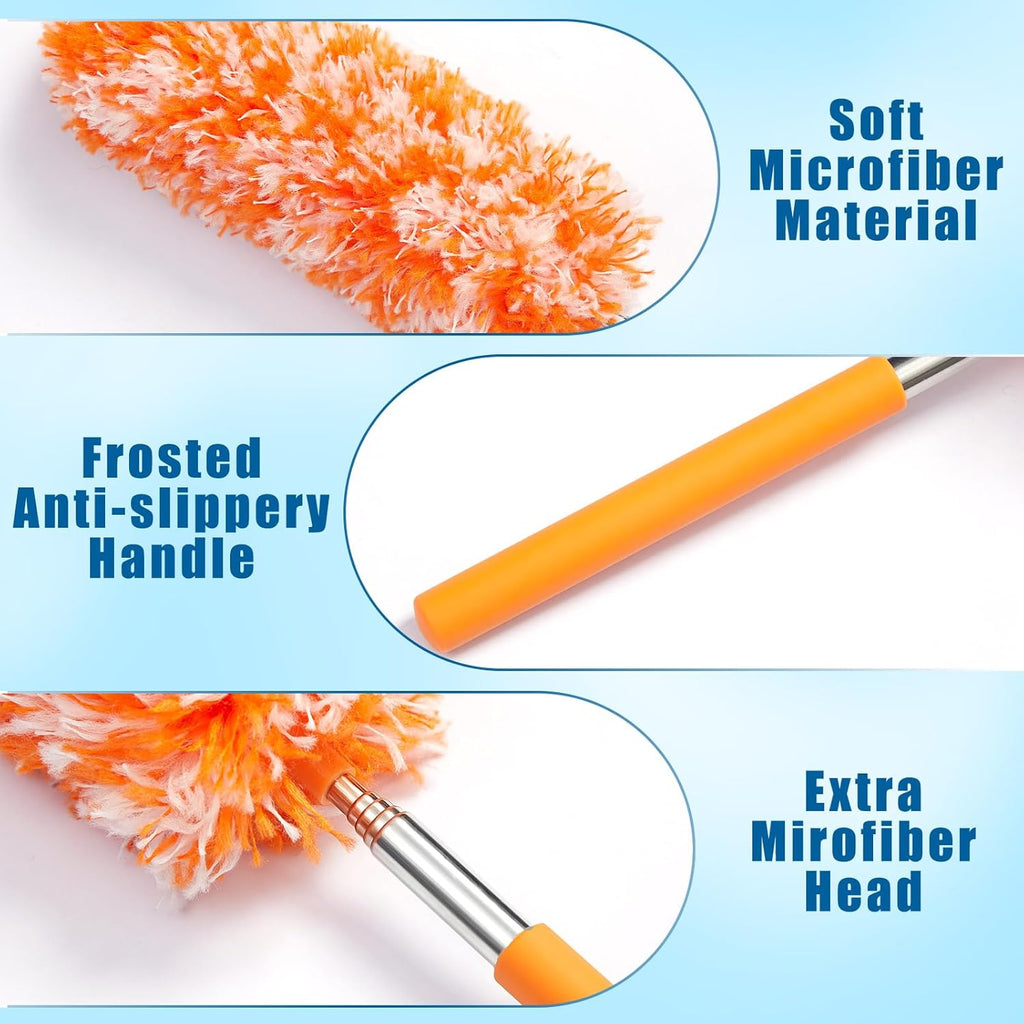 Tanlade 12 Pcs Microfiber Feather Duster for Cleaning 13-31 Inch Extendable Cobweb Dusters Ceiling Fan Duster Washable Bendable Tool for Office Car Window Furniture (Bright Color)