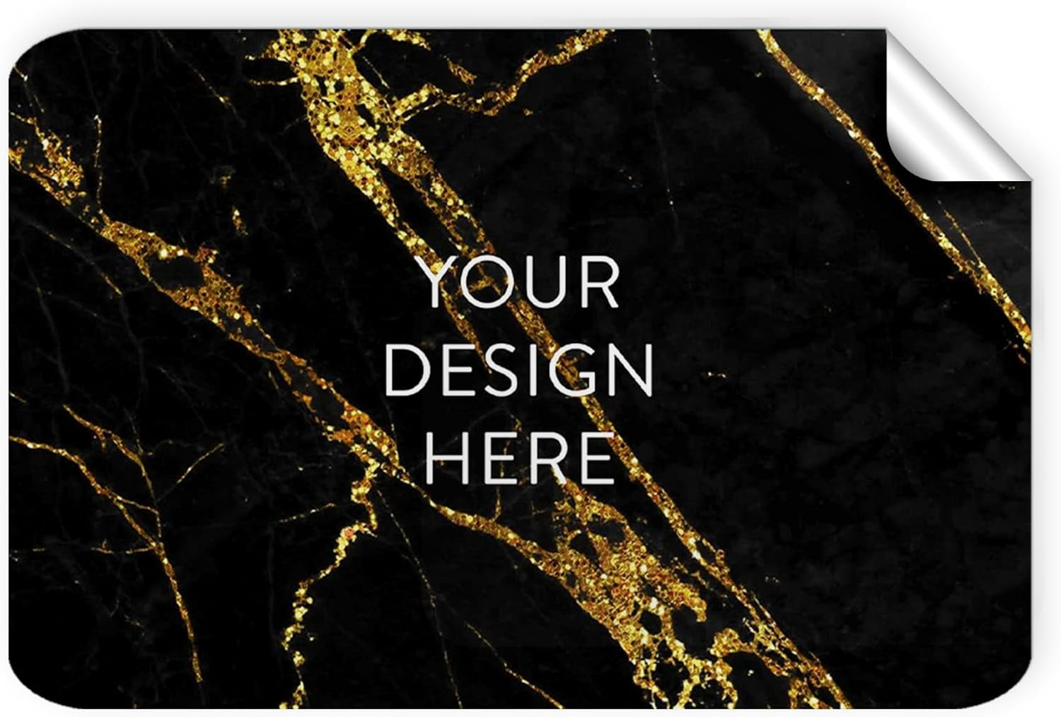 100 Custom Vinyl Stickers - Upload Your own Image, Text, Design, Logo - Personalized Logo Labels for Handmade, Packaging, Bottle, Jars, Candle, Brand Stickers (Black Gold Marble, 5x3)
