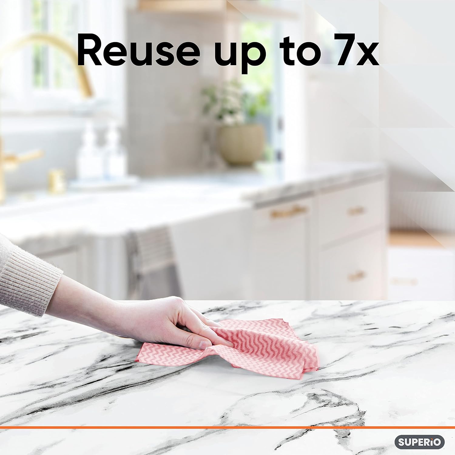 Superio Handy Wipes For Kitchen - Red Reusable Multi-Purpose Heavy-Duty Cleaning cloth for house, Bathroom, and office. Disposable Dish Towel (60)