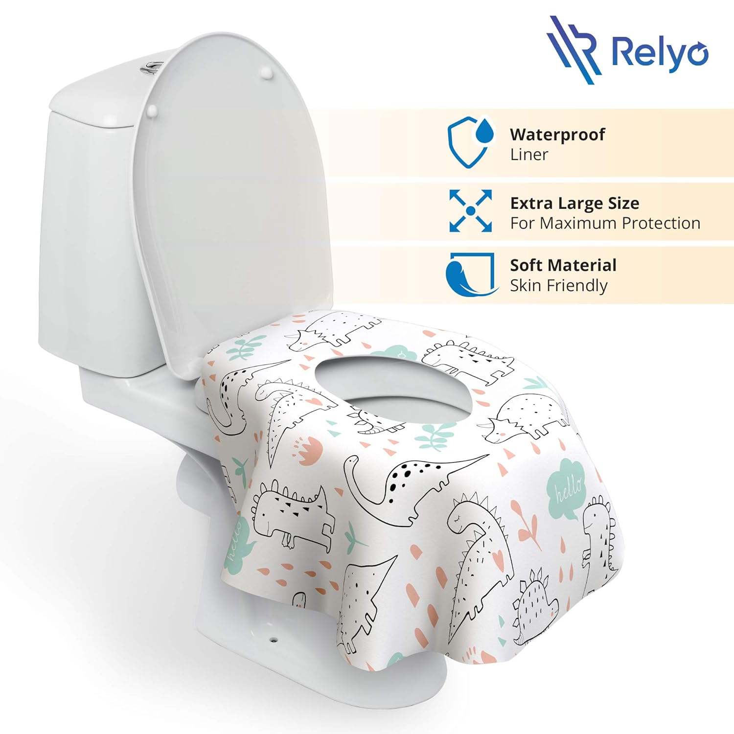 Toilet Seat Covers Disposable - 20 Pack - Waterproof, Ideal for Kids and Adults – Extra Large, Individually Wrapped for Travel, Toddlers Potty Training in Public Restrooms (Dinosaurs, 20)