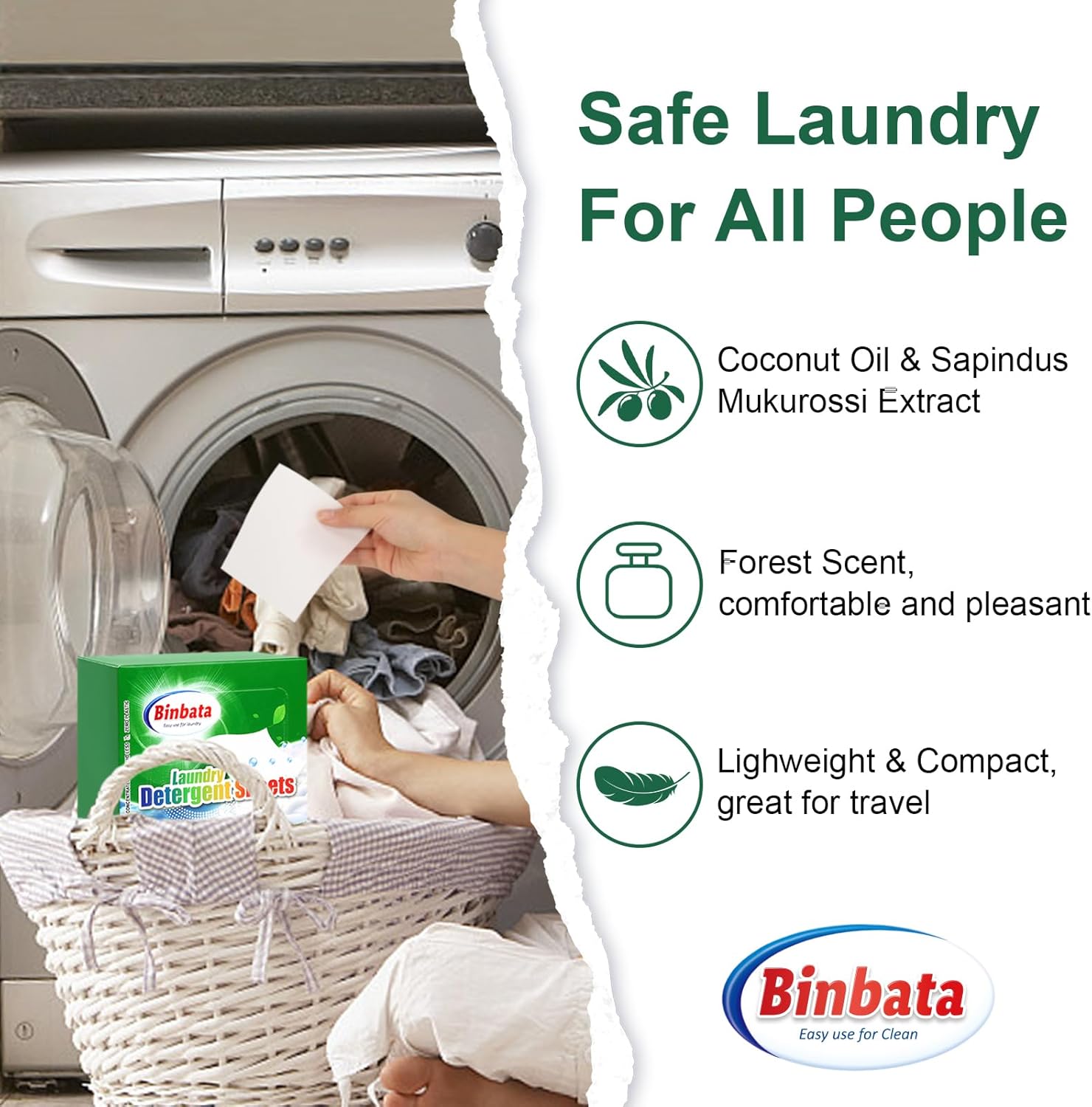 Laundry Detergent Sheets - Up To 128 Loads, Hypoallergenic, Eco-Friendly Forest Scent, Biodegradable, Plastic Free, Liquidless Laundry Sheets Suitable for Sensitive Skin