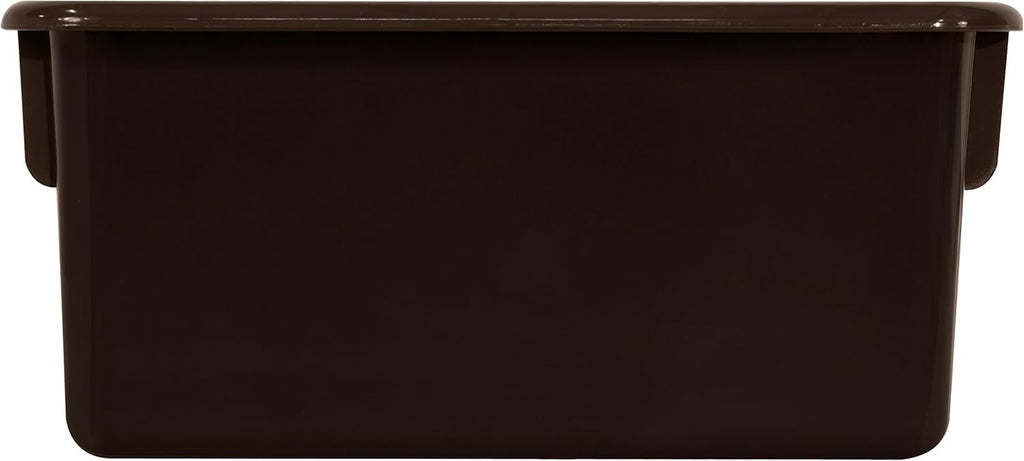 Wood Designs Cubby Storage Bin, Heavy Duty Plastic Containers for Kids Brown Cubby Tray Set of 20