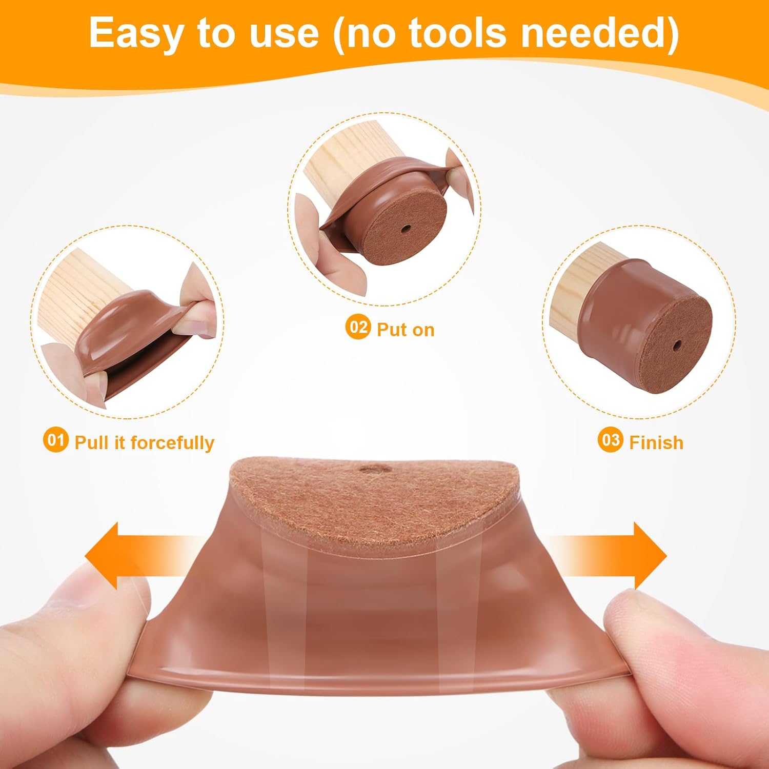 CHUNZEXI 32 Pack Chair Leg Floor Protectors for Hardwood Floors, Silicone Felt Covers Pads Caps, Protect Wood Furniture Feet Floors Noise Reduce and Scratch (Universal Large & Brown)