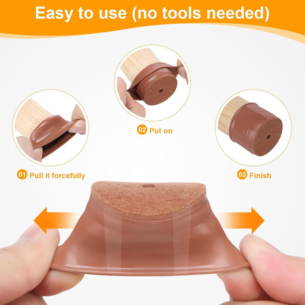 CHUNZEXI 32 Pack Chair Leg Floor Protectors for Hardwood Floors, Silicone Felt Covers Pads Caps, Protect Wood Furniture Feet Floors Noise Reduce and Scratch (Universal Small & Brown)