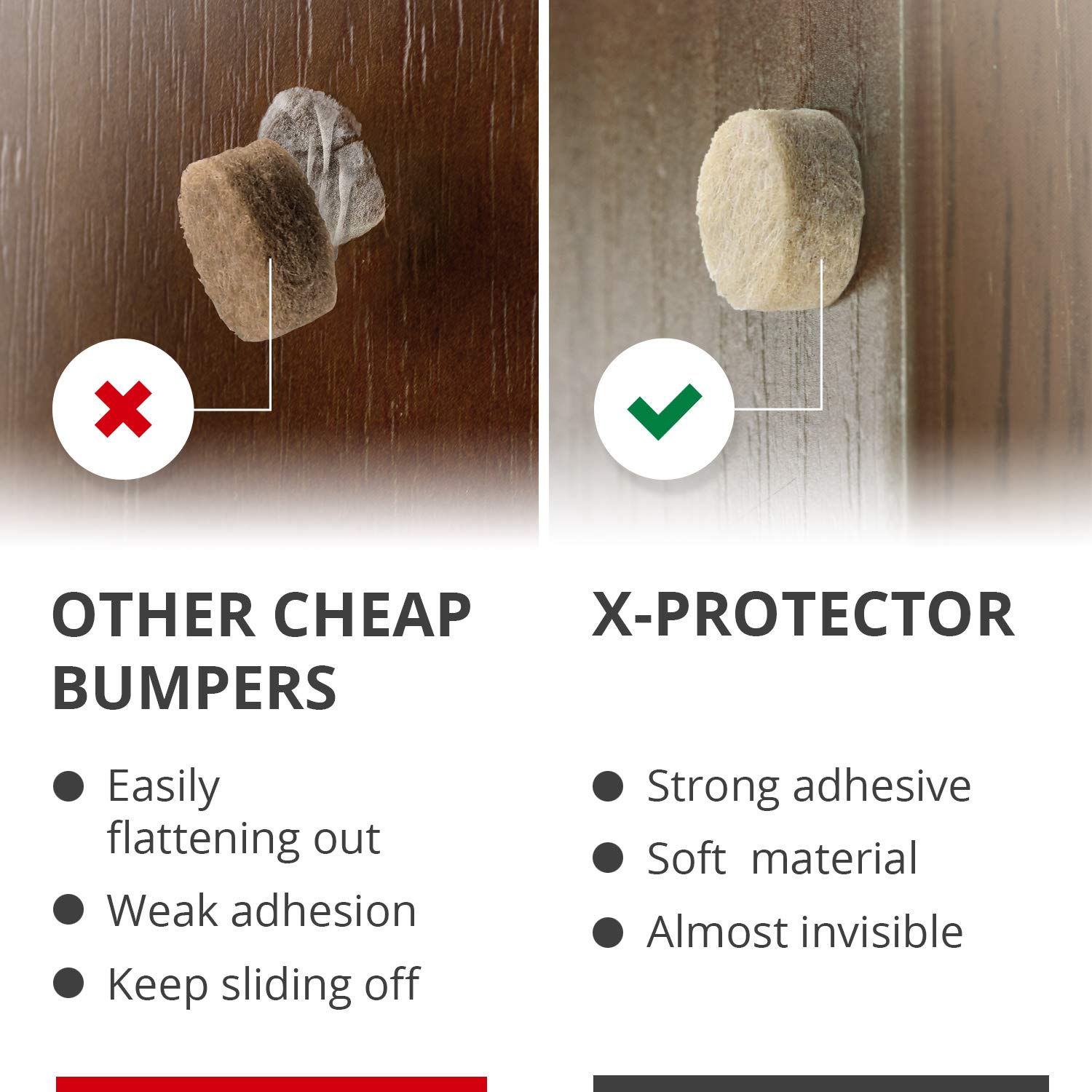 Cabinet Door Bumpers X-Protector 150 PCS - Small Felt Pads 3/8” - Ideal Beige Felt Bumpers - Self-Adhesive Thick Felt Dots - Bumper Pads to Protect Glass & Other Surfaces! (Beige)
