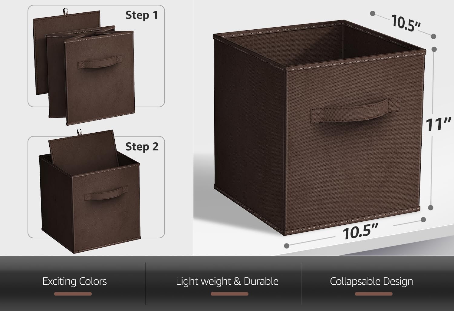 Sorbus Fabric Storage Cubes - 8 Foldable Storage Bins for Organizing Pantry, Cubbies, Toy Box - Clothes Storage & Closet Organizer - 11 Inch Collapsible Cube Baskets for Shelves with Handle