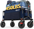 PORTAL Collapsible Wagon with Brakes, Heavy Duty Utility Cart with All-Terrain Wheels, Portable Folding Wagons for Camping, Beach, Garden, Shopping, and Groceries