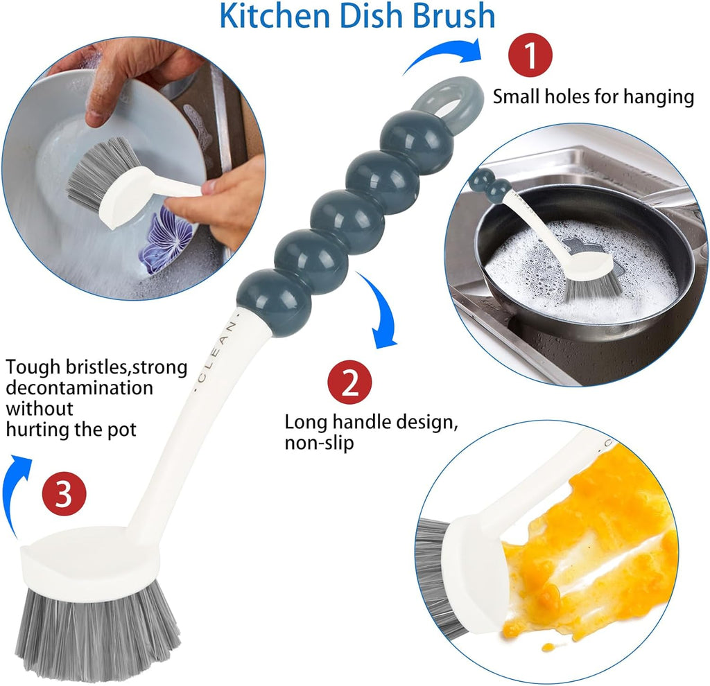 6 Pack Multipurpose Household Cleaning Set, Deep Cleaning Brush Set with Grips - Dish, Scrub, Bottle, Shoe, Groove Gap, Keyboard Brush for Kitchen, Bathroom (B)