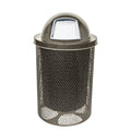 COATEDOUTDOORFURNITURE 32-Gallon Heavy-Duty Punched Steel Round Trash Receptacle, Commercial Outdoor Waste Bin with Liner & Black Dome Lid – Made in America (Textured Gold Vein)