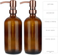 Emerson Soap Dispenser, Dish Soap Dispenser for Kitchen, Soap Dispenser Bathroom Set, Hand Soap Dispenser, Kitchen Soap Dispenser Set, Glass Soap Dispenser with Pump and Labels - 16 Oz - 2 Pack