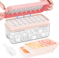 PHINOX Ice Cube Tray with Lid and Bin, Ice Trays for Freezer, Flexible Ice Cube Trays, Making 64 pcs Ice Cubes, Chilling Cocktail, Whiskey, Coffee, with 2 trays, Ice Container, Scoop&Cover, BPA Free