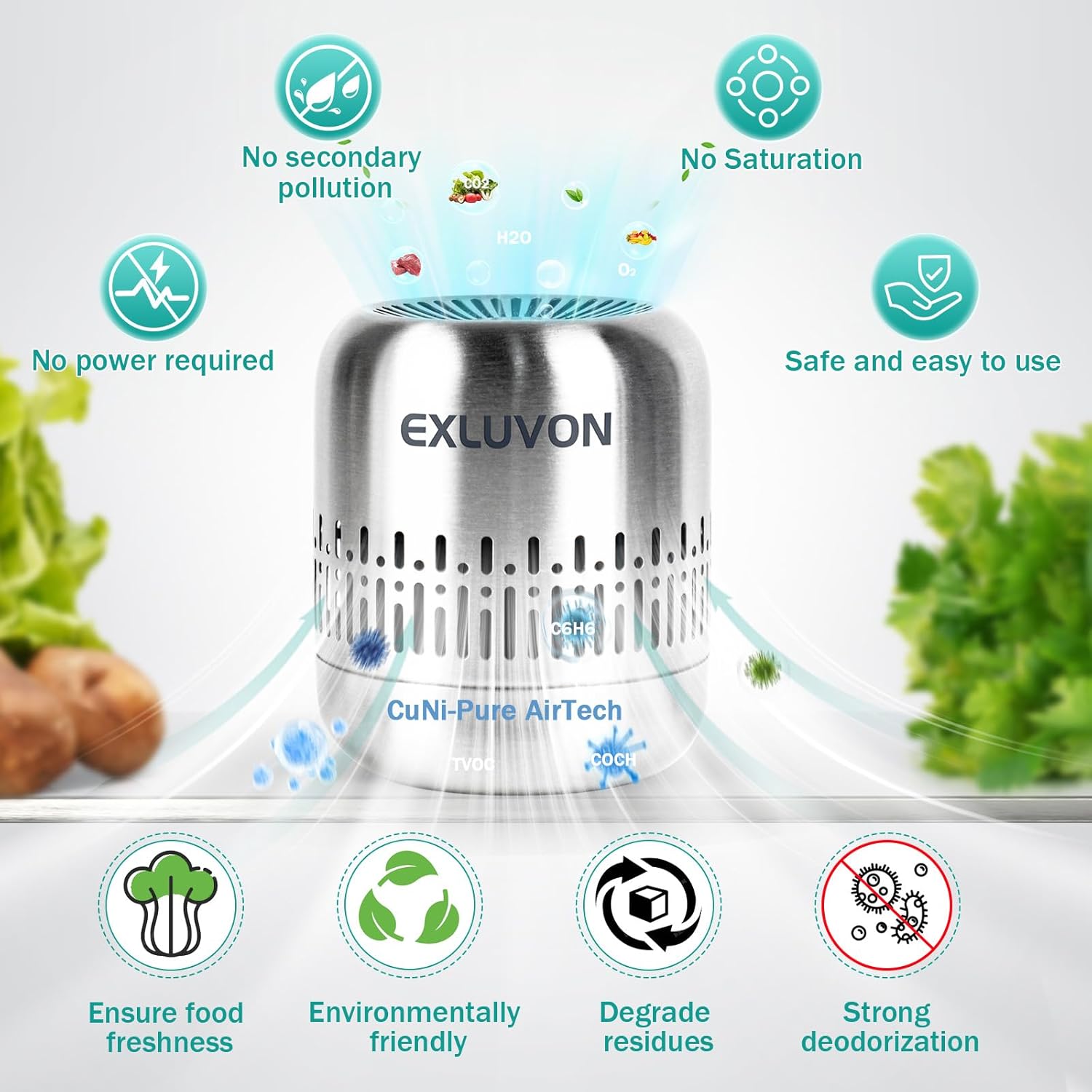 Refrigerator Deodorizer,Lasts for 10 Years Fridge Deodorizer Kitchen Gadgets Charcoal Air Purifier Odor Eliminator for Fridge & Freezer, Room,RV and New Home,More Effective Than Baking Soda