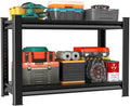 40" W 2-Tier Garage Shelving Heavy Duty, 1000LBS Loads Garage Storage Shelves, Metal Shelving Units and Storage Racks, Industrial Utility Shelf Heavy Duty,40" Wx16 Dx36 H, Black