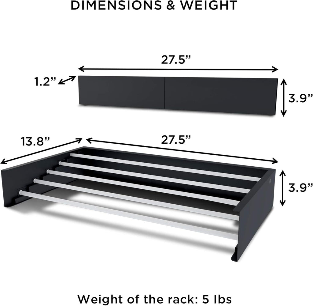 Step Up Laundry Drying Rack (27.5-INCH Industrial Gray), Wall Mounted, Retractable Clothes Drying Rack, 40lbs Load Capacity, 11.6 Linear Ft, with Wall Template and Long Screwdriver Bit