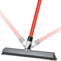 2-in-1 Silicone Rubber Broom Carpet Rake and Squeegee - Swivel Pet Hair Removal Broom with 1 Piece Long Handle - Slanted Side Bristles for Corners - Multipurpose Broom for Carpet, Hardwood Floor, Tile