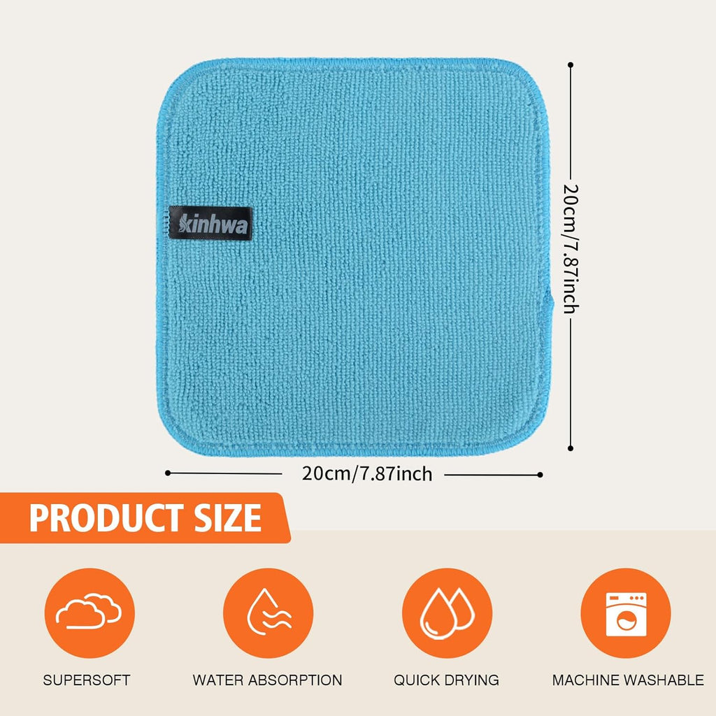 KinHwa Kitchen Washcloths for Dishes Absorbent Microfiber Dish Cloths Quick Dry Dish Rags with Poly Scour Scrub Side Ideal for Kitchen Cleaning (Mixing Colors #1, 7inch 12 Pack no net)