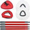 Spin Mop Heads Replacements for O Ceda EasyWring 1-Tank System, 2 Microfiber Mop Head Refills, 4-Section Iron Handle, 1 Base and 1 Scrub Brush Combo Set for Floor Cleaning