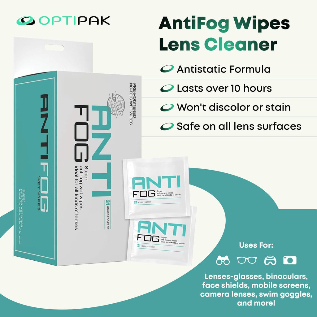 Anti Fog Wipes for Glasses, Binoculars, Face Shields, Ski Masks or Swim Goggles | Pre-Moistened Cleaning Antifog Lens Wipes for Eyeglasses and Defogger for Glasses (350 Count)