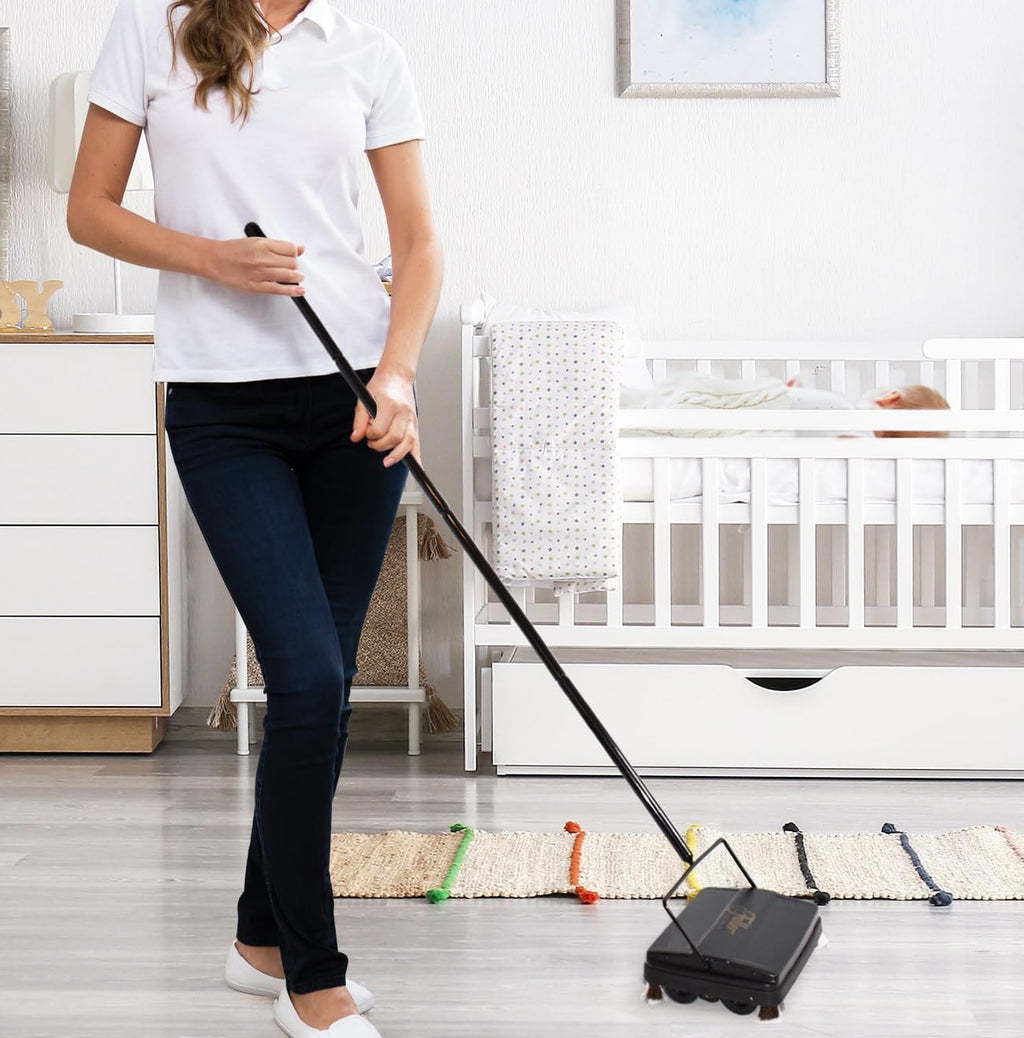 Fuller Brush 17034 Electrostatic Carpet & Floor Sweeper - 9" Cleaning Path - Lightweight - Ideal for Crumby Messes - Works On Carpets & Hard Floor Surfaces - Mettalic Silver