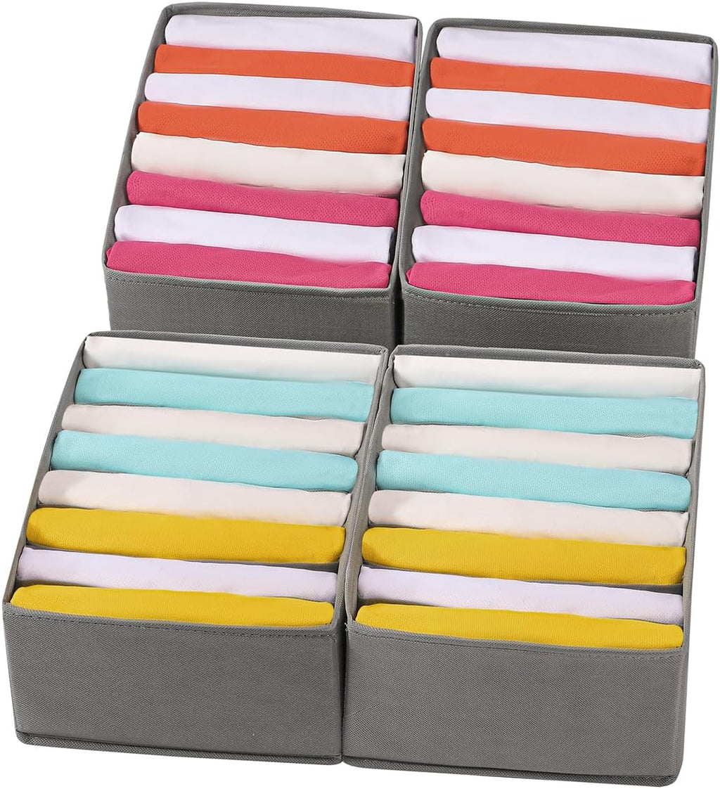 Coorganisers4 Packs T-shirt Drawer Organizers for Clothing,8 Grids Compartment Wardrobe Storage Box, Clothes Organizer for Folded Clothes, T-shirt, Legging-12.59''x9.05''x5.9