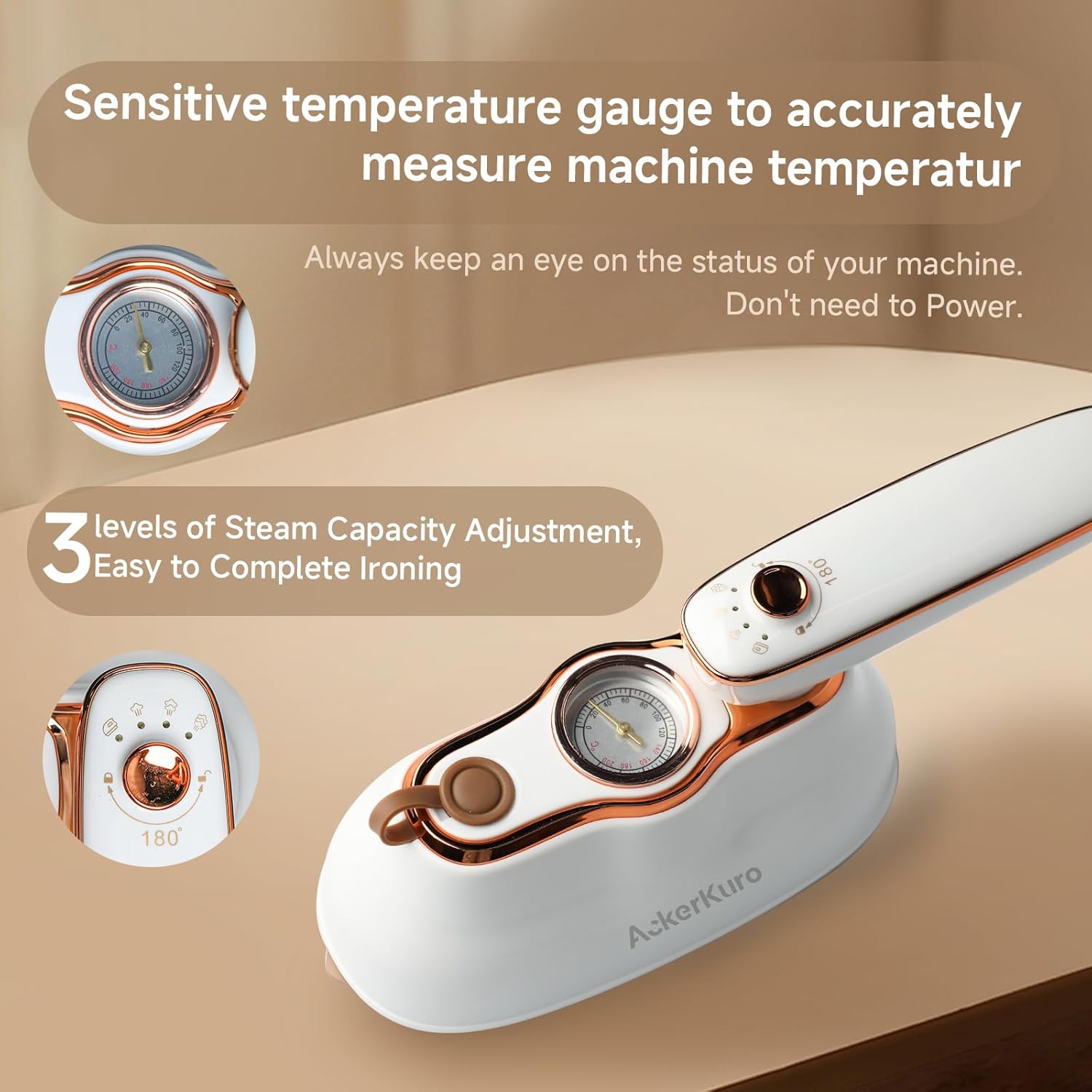 Travel Steamer for Clothes,1200W Portable Handheld Mini Garment Steamers,Steamer ＆ Iron 2 In 1,Large Ceramic Heat Panel,200ml Water Tank,20s Heat Up,White,110V-120V