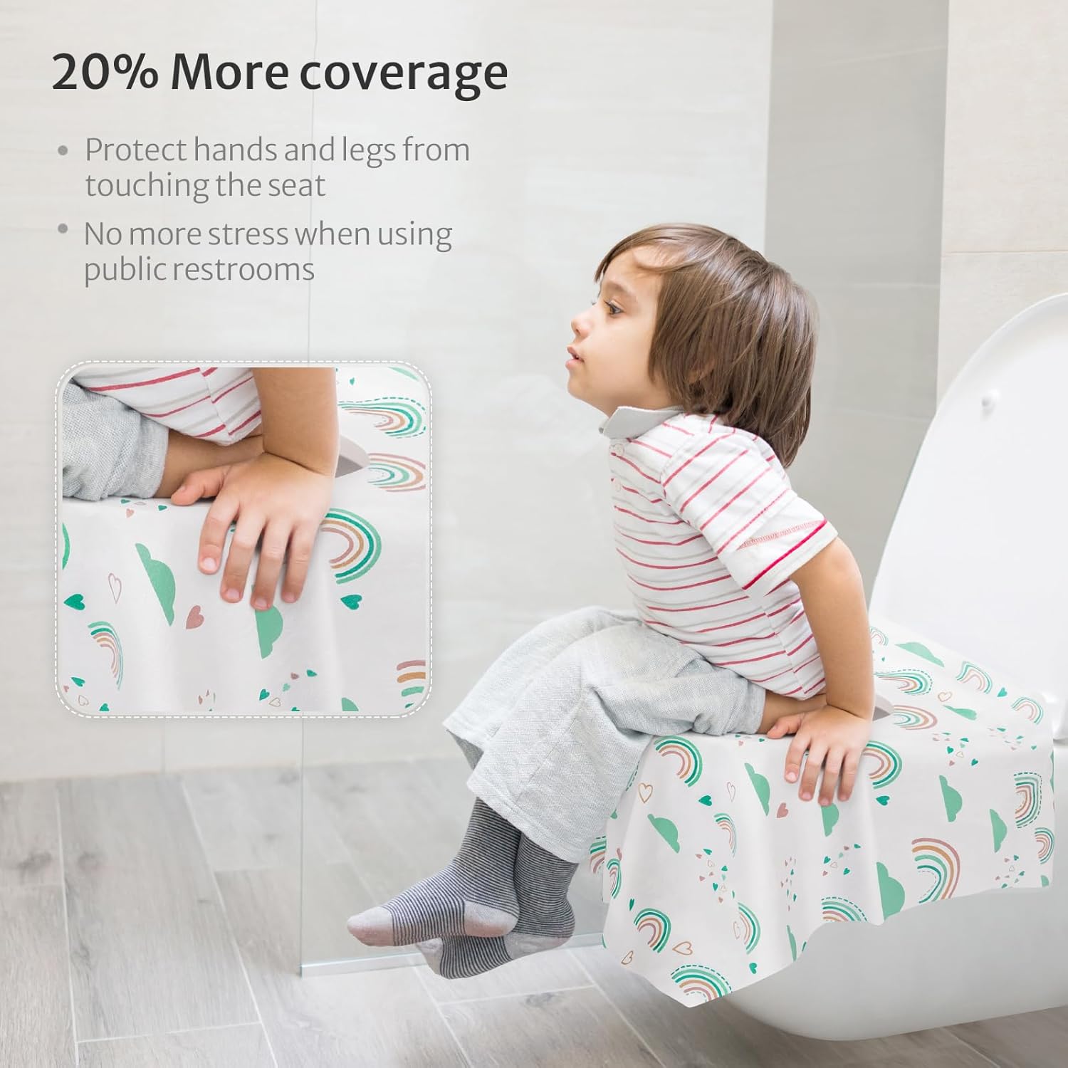 Blissful Diary 30 Pcs Toilet Seat Covers Disposable for Toddlers & Adults, Extra Large Waterproof, Portable Package for Travel, Kids Potty Training