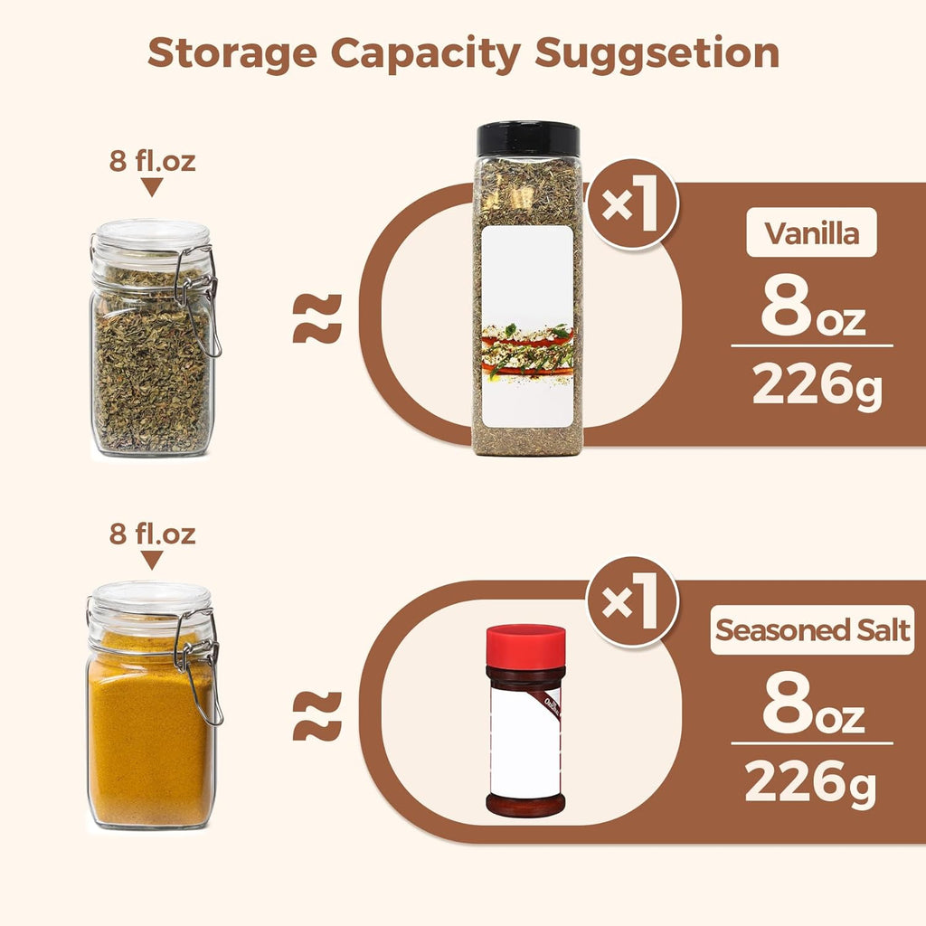 ComSaf Small Glass Jars with Airtight Lid Set of 6, Spice Jars 8 oz, Mason Jars 8 oz, Small Canning Jar, 8oz Jars with Lids for Kitchen, Jam, Jelly, Honey, Herb, Candy, Beans, Dessert, Sugar, Parfait