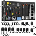 DoCred Slatwall Paneling Organizer, 4x7.5 FT PVC Garage Slat Wall Storage Systems, Heavy Duty Mounted Slat Peg Board for Tool Organization Ladder Bike Includes 20 PCS Hooks Accessories Kit (Black)