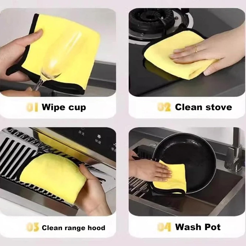 10 Pack Premium Microfiber Towels Coral velvet Washing and Detailing Towels for Car Detailing Household Cleaning Ultra-Soft Super Absorbent, Lint Streak-Free 11.8"x15.7” Cleaning Cloth (Yellow/Grey)