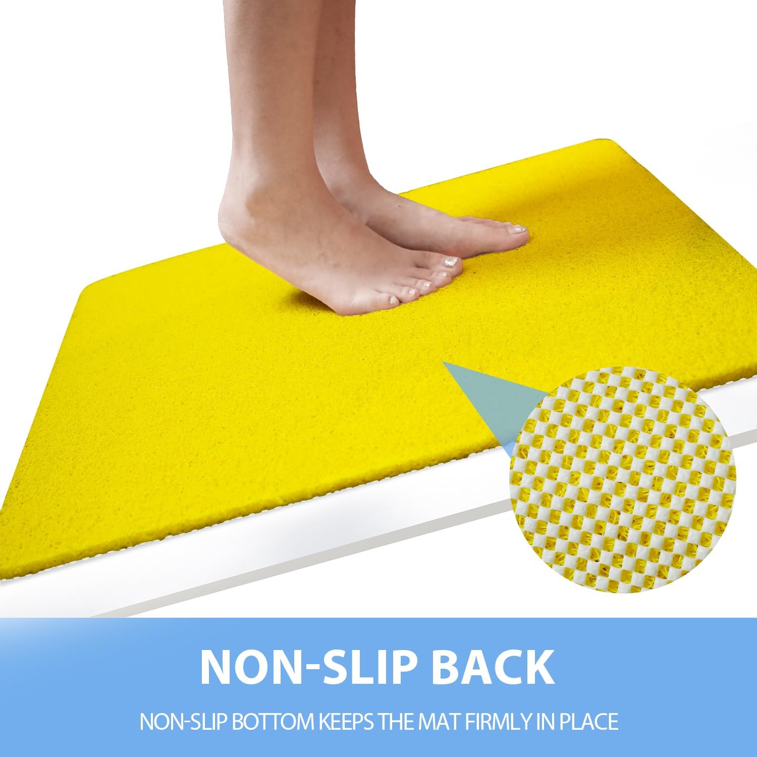 Non-Slip Bathtub Mat, Anti Slip Shower Mat, Fast Drying Bathtub Mats, Foot Scrubber Mat, Anti Slip Mat for Tub, Floor, Bathroom, Kitchen, Home, Hotel (Yellow 24"×24")