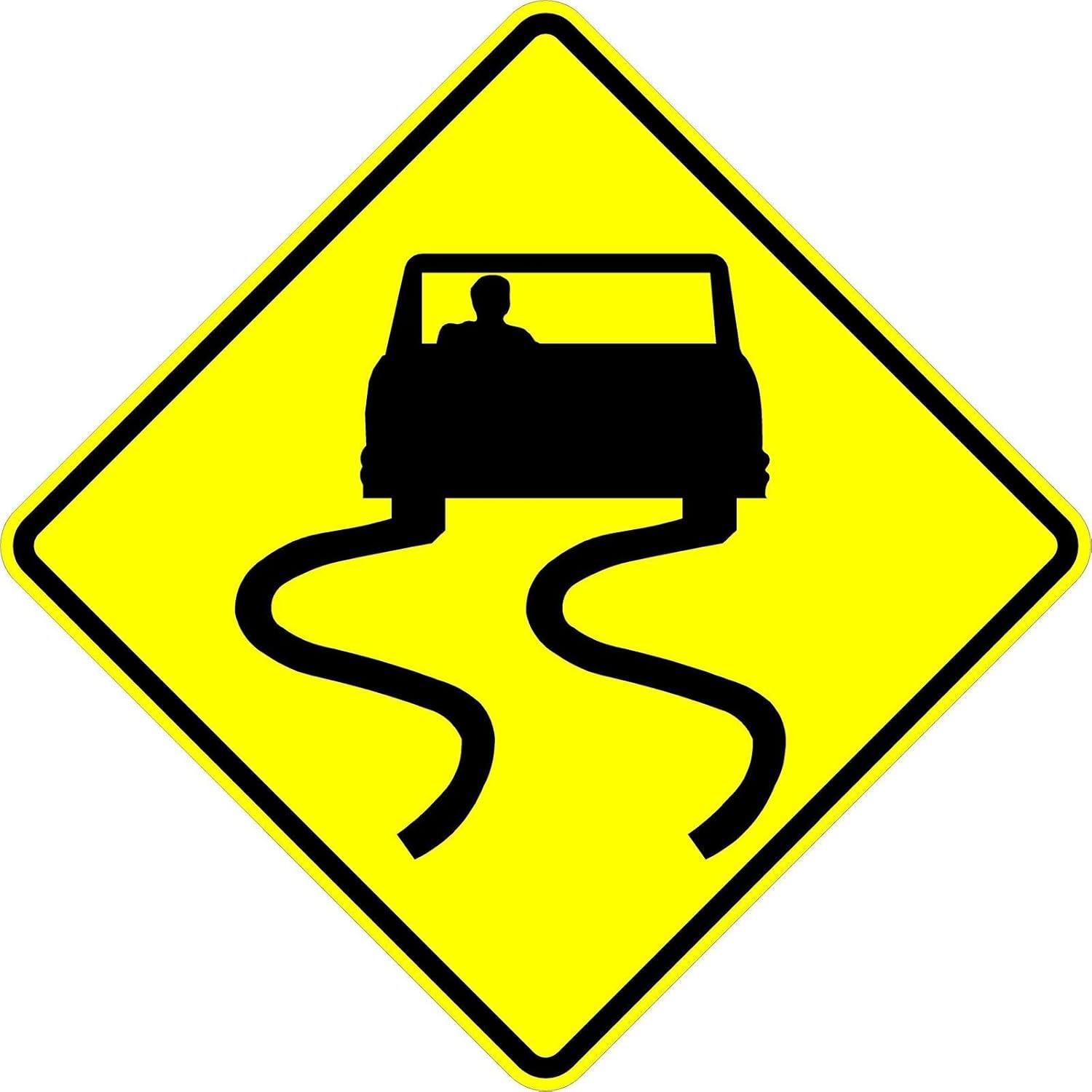Municipal Supply & Sign Co 24 x 24 Slippery When Wet Sign - Prominent 3M High Intensity Prismatic Reflective Sheeting - MUTCD Compliant Safety Sign with a Solid 10-Year 3M Warranty.