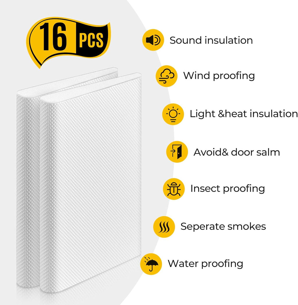 Zonon 16 Pieces Door Corner Seal Weatherstripping Exterior Door Frame Seal Draft Stopper Adhesive Corner Pads for Weather Stripping and Draft Protection (White)