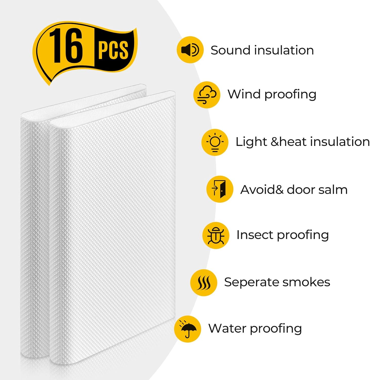 Zonon 16 Pieces Door Corner Seal Weatherstripping Exterior Door Frame Seal Draft Stopper Adhesive Corner Pads for Weather Stripping and Draft Protection (White)