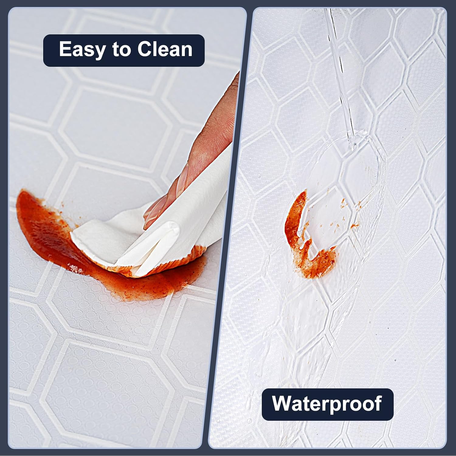 Shelf Liner, Refragerator Drawer Liners for Kitchen Cabinets, Waterproof Bathroom Sink Mat No Slip Cupboard Liners Non Adhesive Fridge Liner Roll - Clear 17.5"×118"
