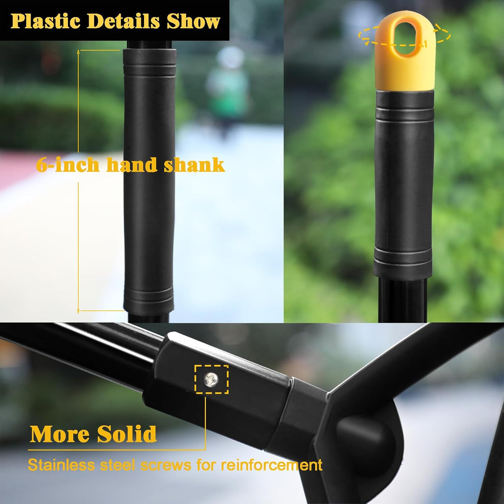 Heavy Duty Broom Outdoor and Indoor, 2 Pack Commercial Angle Brooms with Longer Handle, Perfect Black Broom for Garage, Kitchen, Courtyard, Restaurant