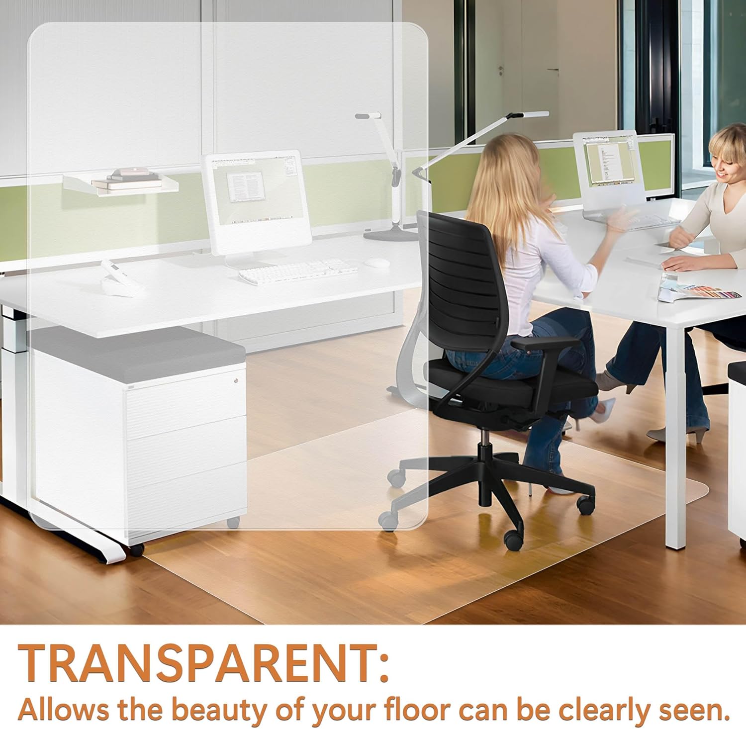 Large Office Chair Mat for Hardwood Floor- 46" x 72" Clear Computer Desk Chair Mat for Hard Wood/Tile Floors, Easy Glide Plastic Mat for Under Office Chairs on Hardwood for Work & Home