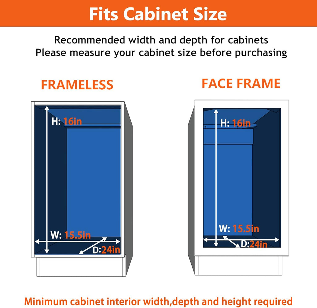 ROOMTEC Individual Pull Out Cabinet Organizer (14" W x 21" D), 2 Tier Spice Rack Organizer for Cabinet, Slide Out Drawer Pantry Shelf Organization and Storage for Kitchen Bathroom