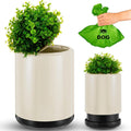 Dog Poop Trash Can Outside 13 L/ 3. 4 Gal Dog Waste Trash Can with Lid, Plant-Styled, Double-Layer Design, Outdoor Garbage Container for Front Porch Backyard Office Patio(White)