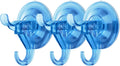 Antimbee 3 Pack Suction Hooks, Clear Suction Hangers for Shower, Bathroom, Glass, Door, Windows, Kitchen-Up to 11 lbs on Smooth Surface (Transparent Blue)