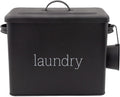 AuldHome Design Enamelware Laundry Powder Container (Black), Enamelware Detergent Bin w/ Scoop