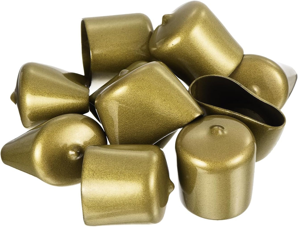 uxcell 20pcs Rubber End Caps 31mm ID Vinyl Round Tube Bolt Cap Cover Thread Protectors Gold