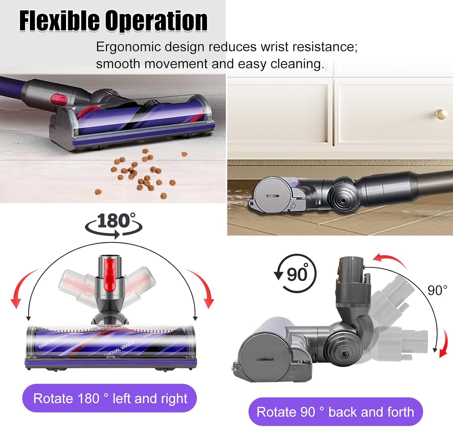Upgrade Anti-Tangle Motorhead for Dyson V7 V8 V10 V11 V15 SV10 SV11 SV12 SV14 Vacuum Cleaner Replacement Cleaner Brush Head Replacement Parts for Dyson Hard Wood and Carpets
