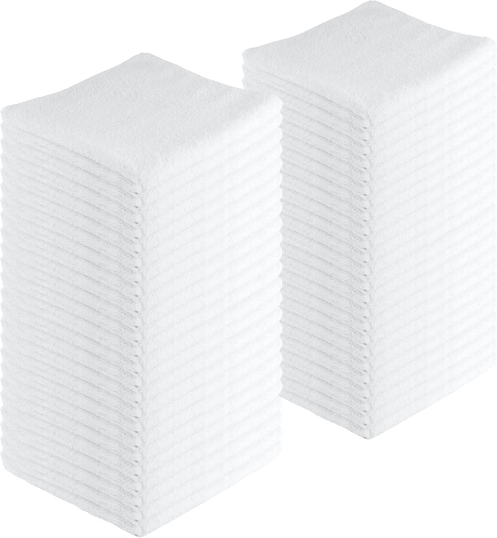 Microfiber Cleaning Cloths,48 Pack, 16"x16", All-Purpose, Softer, Highly Absorbent, Lint-Free, Reusable, Washable Pro Towels, White, for House, Kitchen, Bathroom, Car, Office