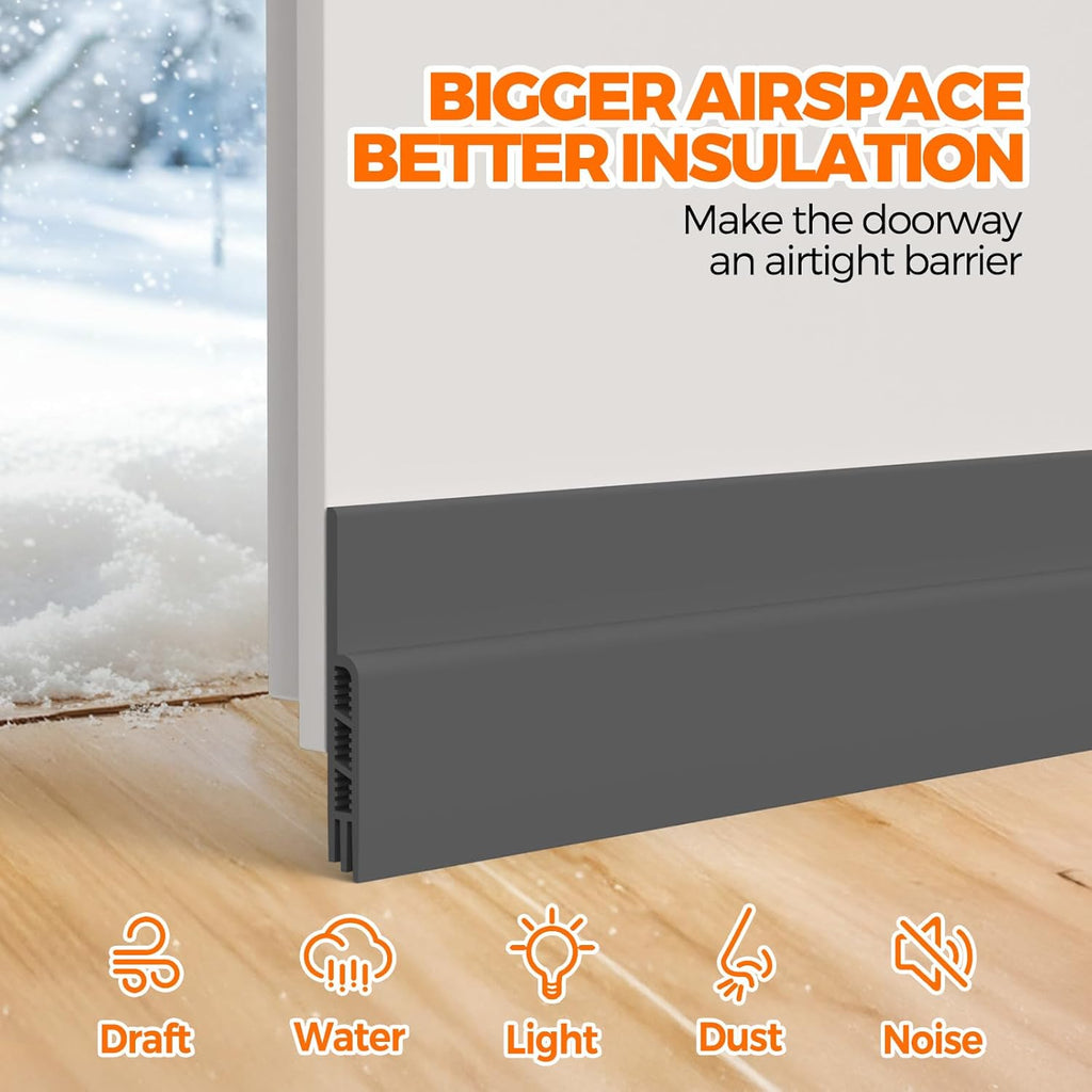 Holikme Weather Stripping 41 inch Door Draft Stopper Under Door Draft Blocker Doors Sweep Noise Stopper Noise Stopper Strong Adhesive Grey