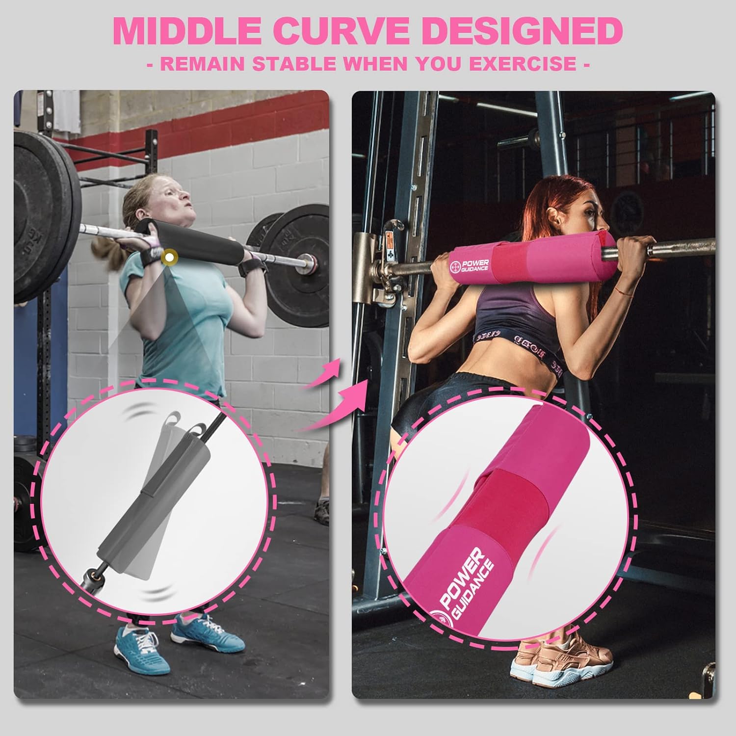 POWER GUIDANCE Barbell Squat Pad - Neck & Shoulder Protective Pad Anti-Skid Points for Squats, Lunges, Hip Thrusts, Weightlifting - Fit Standard and Olympic Bars