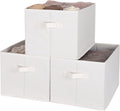 WUIKE 3 Pack Extra Large Fabric Storage Bins, Beige Foldable Closet Organizer Boxes for Clothes, Sheets and Blankets