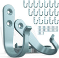 20PCS Heavy Duty Metal Wall Hooks, Coat Hooks for Hanging - Single Prong with 40 Screws (Coats Towels Backpacks) - Light Blue