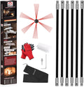 20 Feet Chimney Sweep Kit, Chimney Cleaning Kit with 6 Flexible Black Chimney Rods, Chimney Brush, Rotary Chimney Cleaning System Driven by Drill