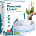 Commode Liners with Absorbent Pads- 100 Commode Bags+ 100 Commode Pads, Extra Thicken Commode Toilet Liners Universal Fit Bedside Commode, Portable Toilet, Chair Bucket, Bedpan